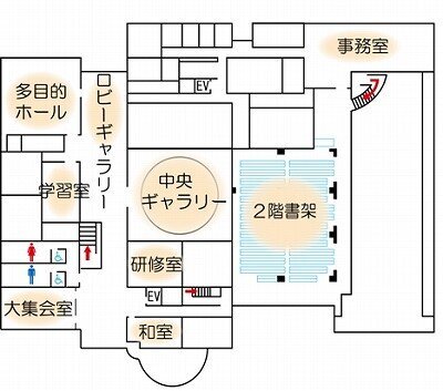 本館2階館内案内図の画像